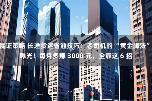 赢证策略 长途货运省油技巧：老司机的 “黄金脚法” 曝光！每月多赚 3000 元，全靠这 6 招